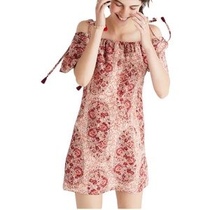 Madewell Silk Cold-Shoulder Dress in Watercolor Paisley Sz S